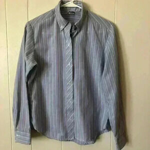Shady Lady Women’s Button Down Striped Cotton Blend Top Shirt Size M